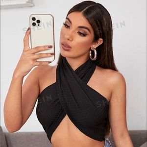 White Shein crossbody tank & halter top. Size small worn once.